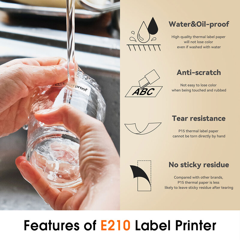 E210 Printer Label kertas Label stiker 50*80mm 50*30mm 50*50mm 40*30mm 30*20mm kompatibel M110 M220 M200 Printer termal