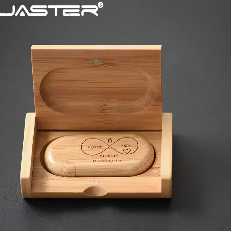 JASTER Clé USB avec Boîte en Bois Personnalisable Gratuitement, Support à Mémoire de 4GB 8GB 16GB 32GB 64 GB, Lecteur Flash, Cadeau pour Photographie