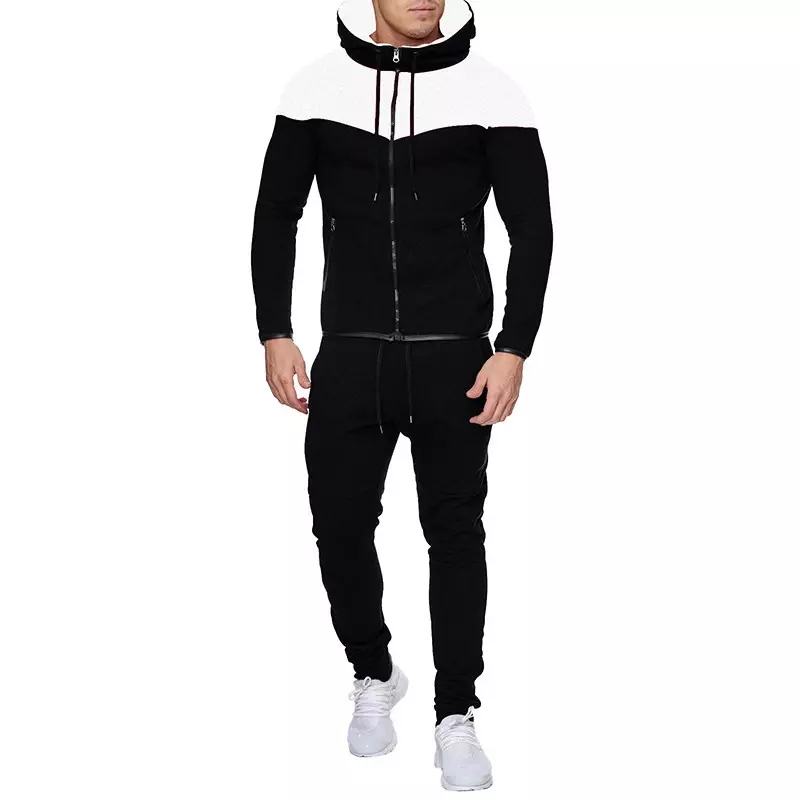 Spring and Autumn men casual long sleeve hoodie + sweatpants 2 pullovers