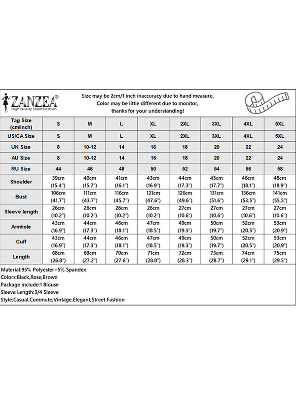 ZANZEA-Tops folgados florais estampados para mulheres, tops com decote em o grande, mangas 3/4, moda retrô, casual, verão