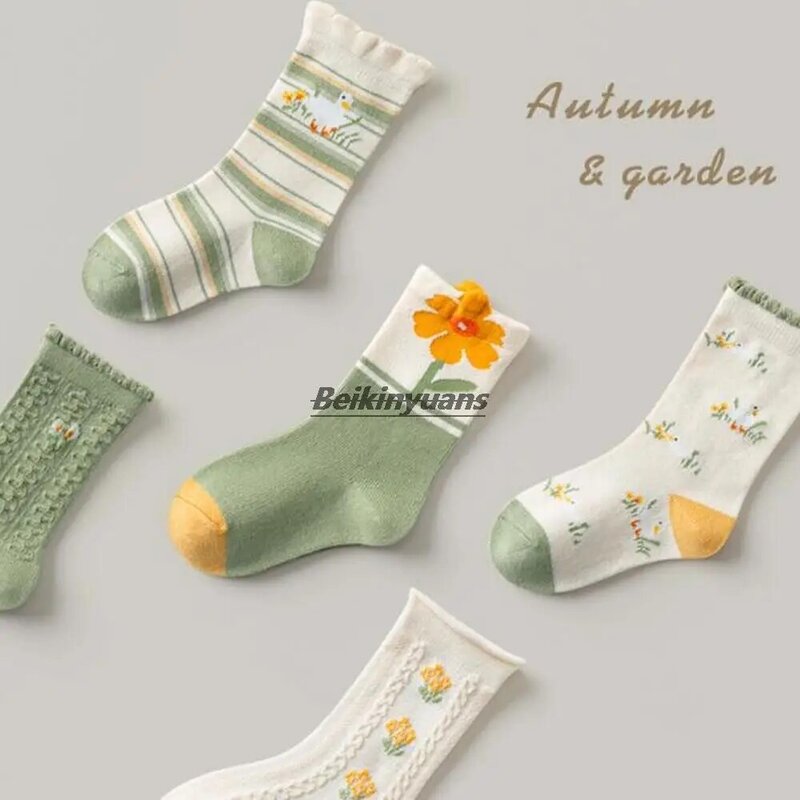 Novas meias de outono para crianças, meninas, crianças do ensino médio, meias de algodão, renda, meias macias para meninas