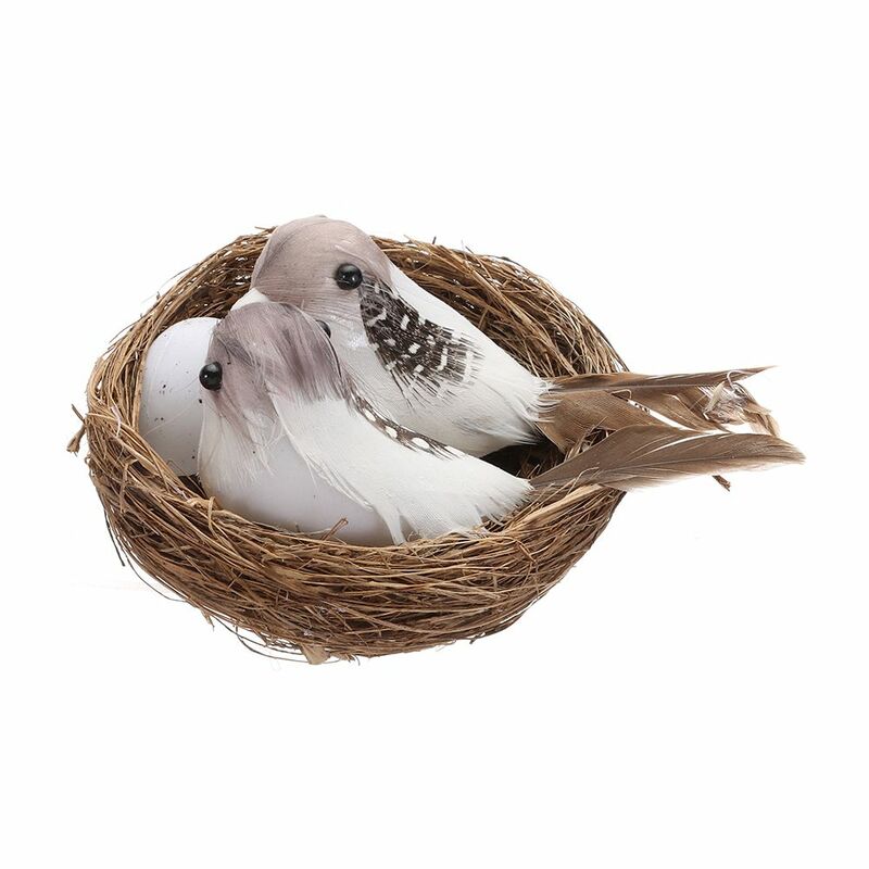 Decor Tuin Wijnstok Huis Decoratie Ambacht Natuur Realistische Gevederde Vogel Nest Kunstmatig Ambachtelijke Vogels Vogels Ei
