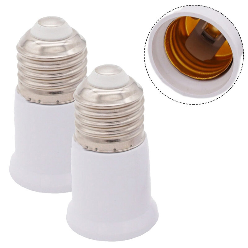 E27 To E27 Extend Socket Base Plastic White 3cm 1.2 Inch Adapter Lamp Holder Converter Light Bulb Socket Extender