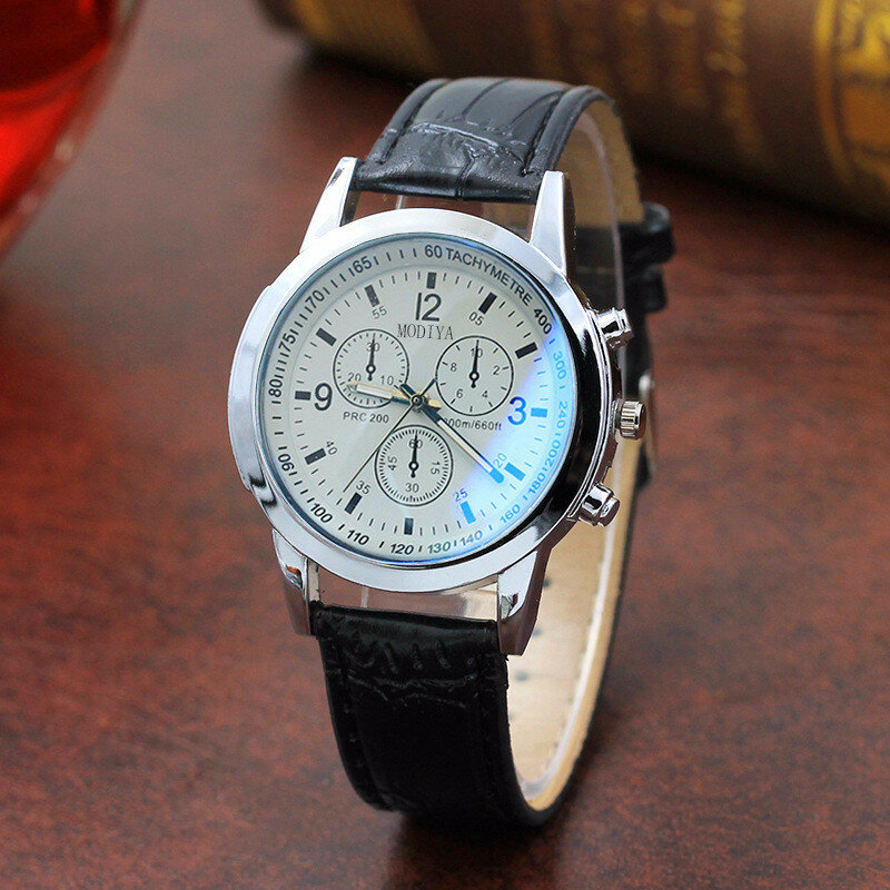 Relógio de vidro Blu Ray de luxo masculino, relógios de quartzo neutro, simulado a marca de relógio de pulso, relógios casuais