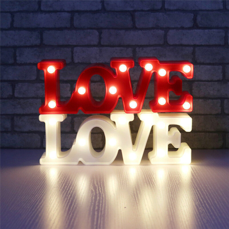3D Love Heart LED Letter Lamps Indoor Decorative Sign Night Light Marquee Wedding Party Decor Gift Romantic 3D LED Night Lamp