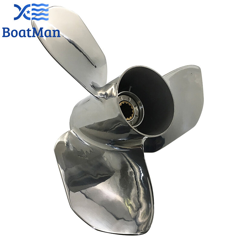 Boatman Boat Propeller 12x14 Match with Tohatsu Outboard Engines 35HP 40HP 50HP 3 Blades Stainless Steel 13 Spline Tooth RH