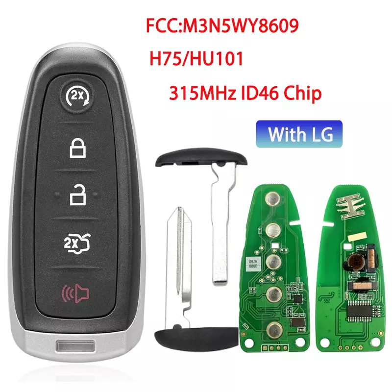 Bb-key for ford Explorer Edge 2011, 2012, 2013, 2014, 2015, 315mhz,id46チップ,fcc id: m3n5wy8609,h75,hu101,5ボタンリモコン