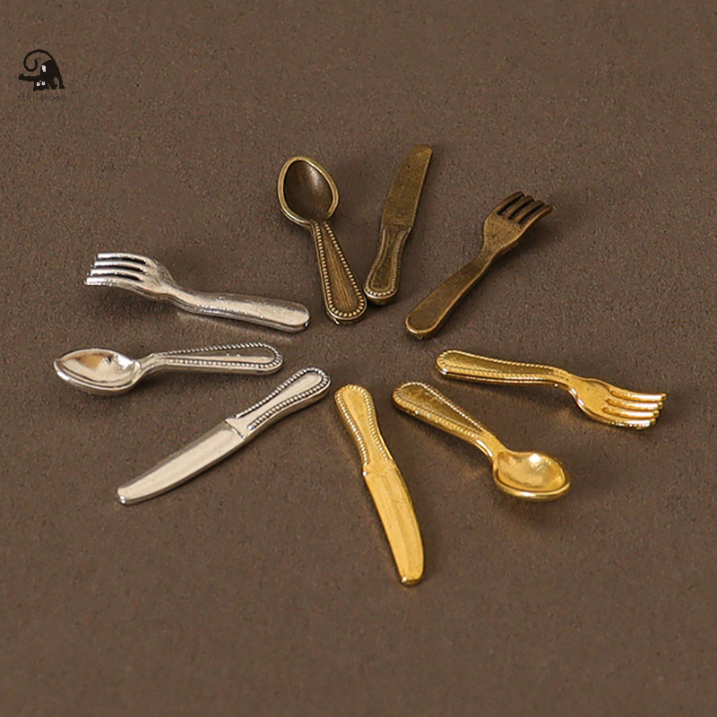 4 pz 1:12 piatto casa delle bambole coltello forchetta cucchiaio Set Mini accessori per la tavola casa delle bambole decorazione della cucina gioca giocattoli