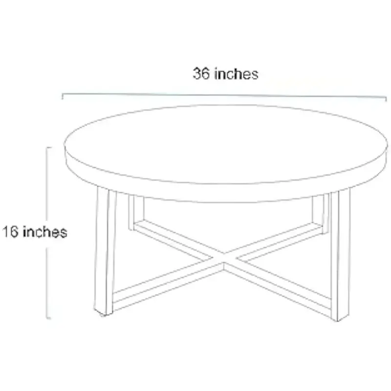 Круглый журнальный столик, столешница с деревянной поверхностью и ножками с золотым рисунком, центральный столик 36 дюймов (Д х 16 дюймов)