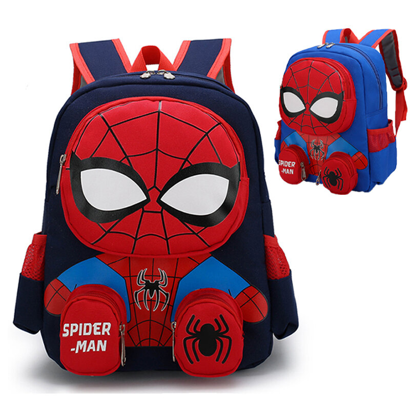 Spiderman ransel tas sekolah murid pahlawan Super kartun 3d Stereo tas punggung anak tas Travel Hadiah