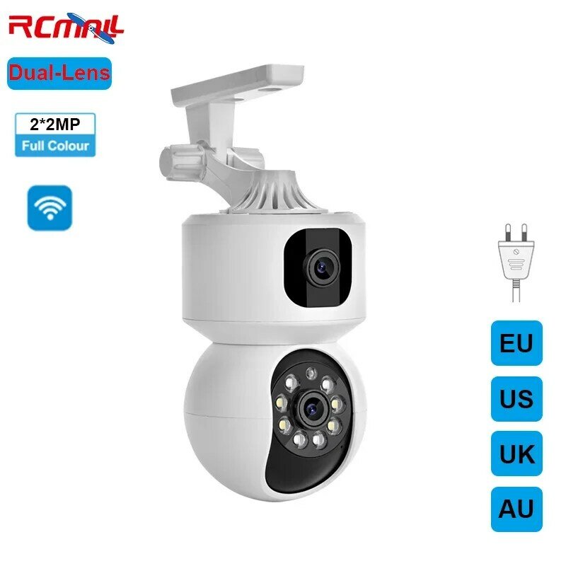2X2MP Dual-Lens PTZ WIFI Camera Outdoor Auto Tracking Home Security Full Color Infrared Night Vision Remote Monitoring