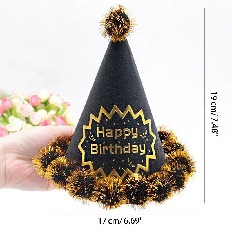 Конусные шляпы для вечеринок, помпоны, бумажные праздничные шапки для взрослых, веселая шляпа для дня рождения, Рождества