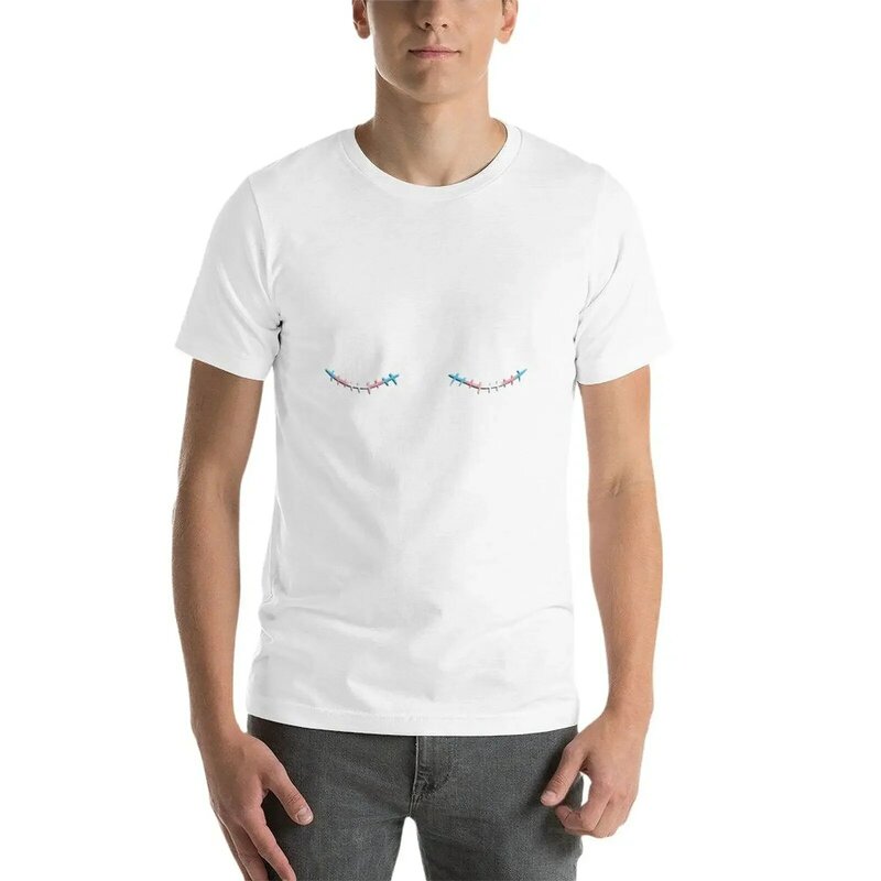 T-shirt de cicatrizes Trans masculina, Heal Surgery Tops para um menino, Camisetas pretas lisas