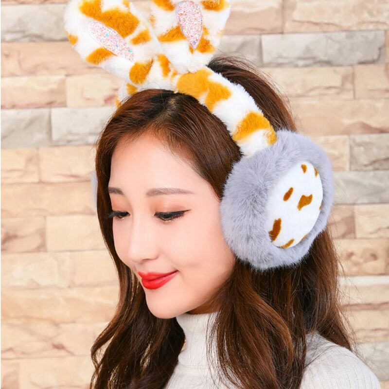Lovely Soft Plush Cow Rabbit Ear Windproof Ear Cover Cartoon Earmuffs Girl Earmuffs Animal Earmuffs