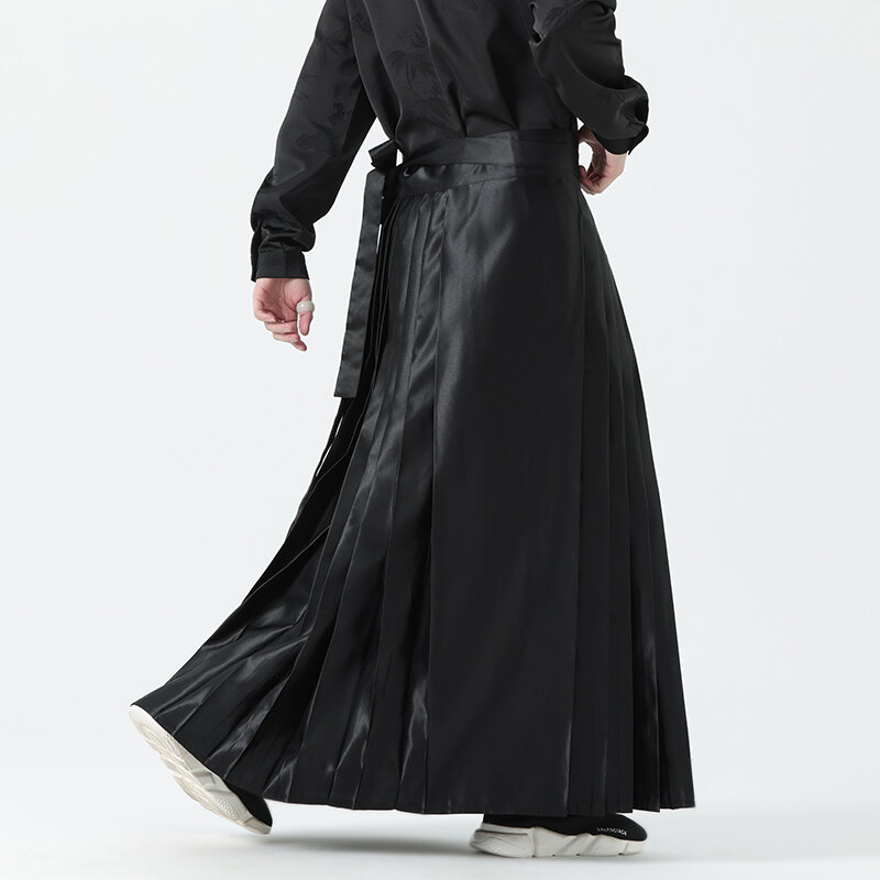 Celana Harem kaki lebar pria, Bawahan rok gaya Harajuku Vintage longgar kasual musim semi untuk lelaki perempuan