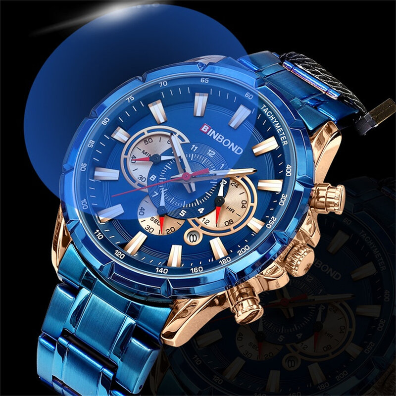 Roestvrijstalen Quartz Polshorloge Voor Mannen Luxe Week Date Display Lichtgevende Armband Mode Heren Horloge Originele Klok 6395