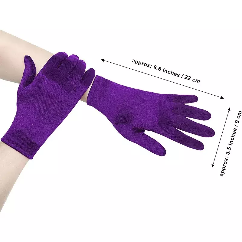 Krótkie aksamitne rękawiczki operowe dla kobiet z klapką rozciągliwe rękawice bankietowe spotkanie przy herbacie rękawice kostium na Halloween