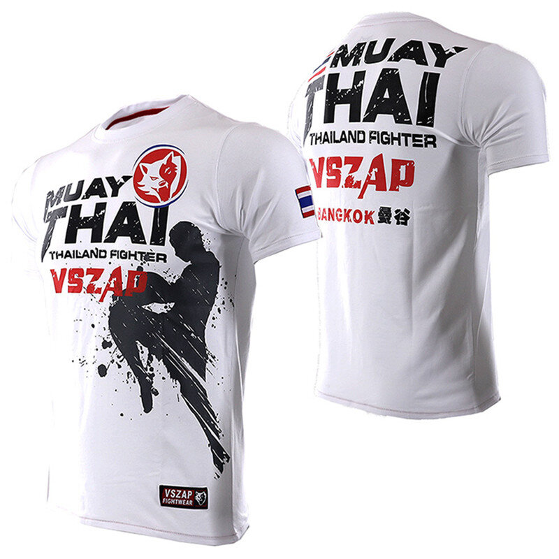 VSZAP-Thai Boxe MMA T-shirt para Homens, Camiseta de Ginásio, Luta, Artes Marciais, Treino Fitness, Wolf Muay Thai