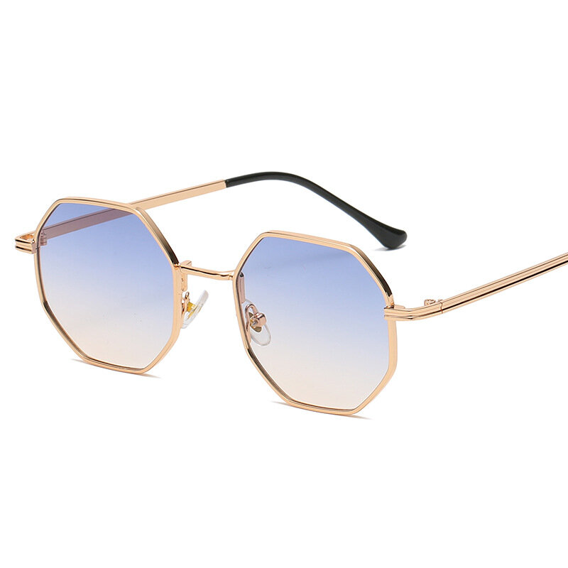 Многоугольные солнцезащитные очки для мужчин и женщин, винтажные, в металлической оправе, восьмиугольные, роскошные брендовые