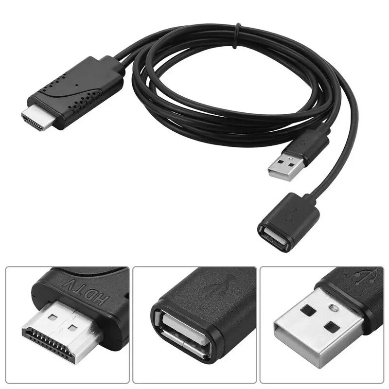 2 in 1 USB Female to HDMI-compatible Male HDTV Adapter Cable 1080P HD TV Projector Displays Converter for iPhone Samsung Galaxy