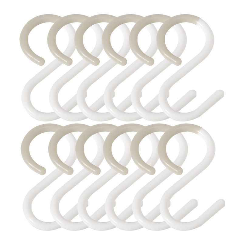 خطافات S-hook للقبعات والملابس ، خطافات بلاستيكية بيضاء لتعليق الملابس ، أدوات متعددة الاستخدام ، 12 *
