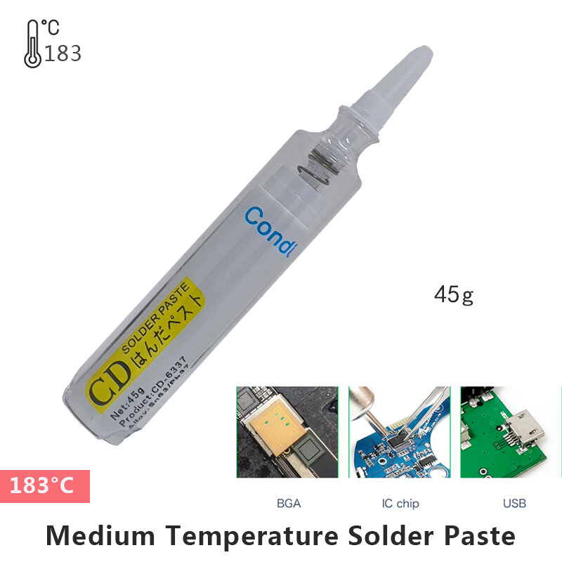 Medium Temperature Solder Paste 183°C Flux Soldering Cream For IC PCB CPU LED BGA SMT Reballing Rework Solder Paste Tin Cream