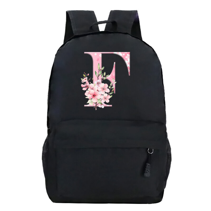 حقيبة بتصميم Y2k للفتيات ، حقيبة ظهر بسيطة بحروف مطبوعة وزهور جرافيك ، حقيبة كتف قماشية بسعة كبيرة للمشي لمسافات طويلة