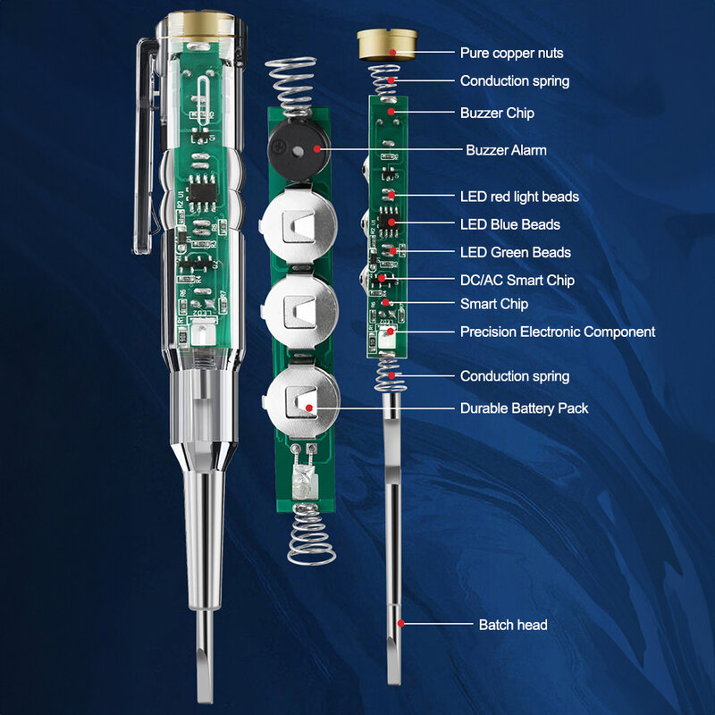 Penna per rilevatore di tensione di alimentazione a induzione intelligente 24-500V Circuit Tester penna per cacciavite elettrico con sensore di luce di segnalazione