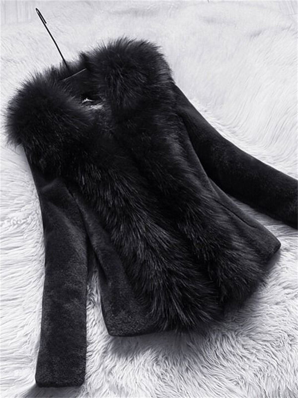 Zimowe zagęszczone ciepłe sztuczne futra imitacja norki futrzana kurtka eleganckie smukłe pluszowe Jaqueta damskie krótkie Chaquetas New