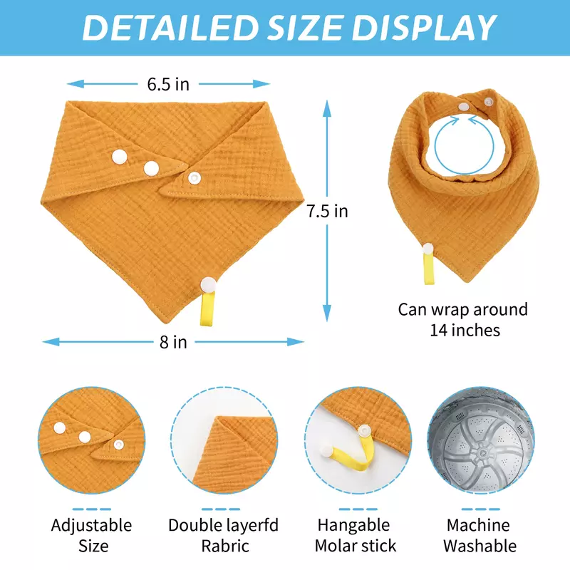 3/5PCS Baby Bibs Triangle Double Layer 100% Cotton Bibs Saliva Towel Baby Boys Girls Feeding Apron for Drooling wholesales