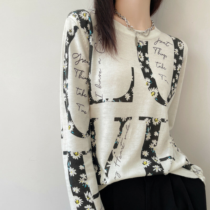 女性用長袖セーター,ニットカジュアルセーター,ラウンドネック,秋の新作コレクション,2023