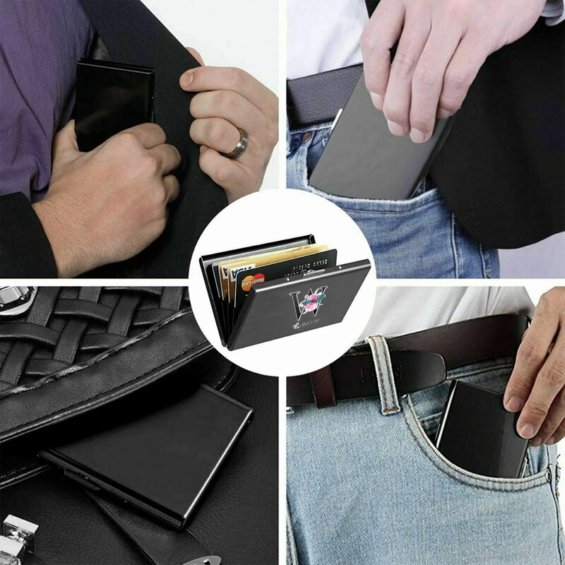 Индивидуальное наименование, мужской тонкий алюминиевый металлический кошелек с RFID-защитой, Тонкий деловой кошелек с отделением для ID-Карты