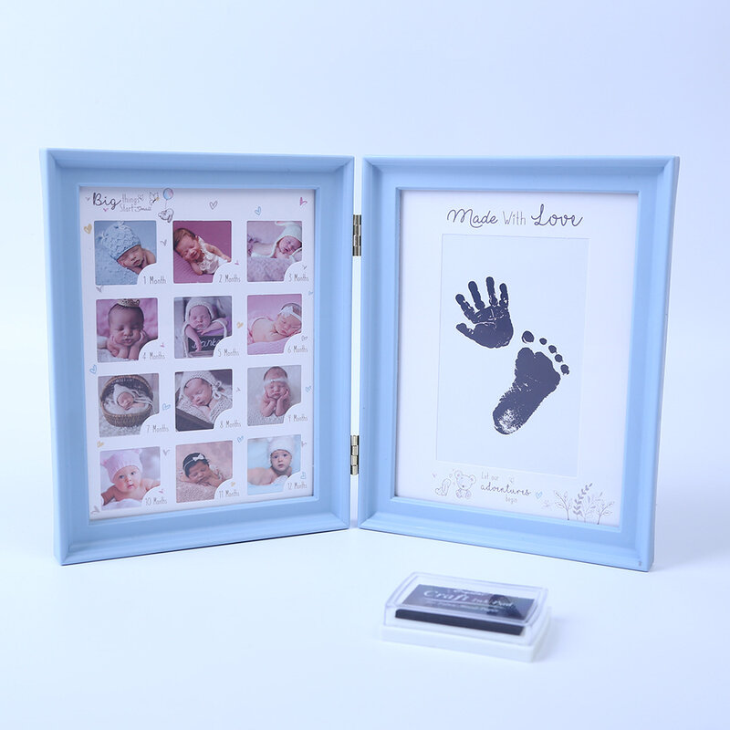 Newborn Handprint Footprint Imprint Kit Hundred Days Full Moon 12 Months Growth Commemorative Photo Frame Set Girls Boys Gifts