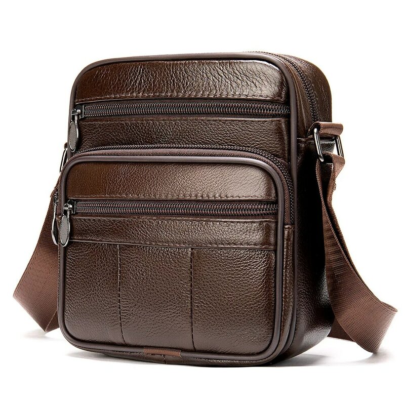 Men's Business Bag Shoulder Retro Casual Men's Frst Layer Cowhide Leather Flip Crossbody Bag