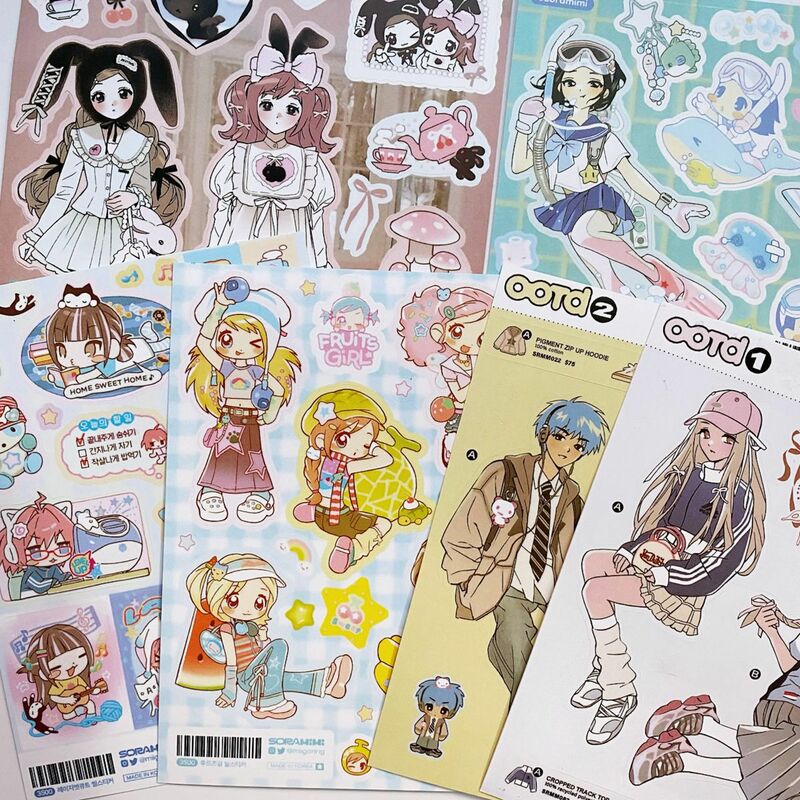 Наклейки Guka в японском и корейском стиле, материал справочника Y2k, Герои комиксов японских горячих девушек