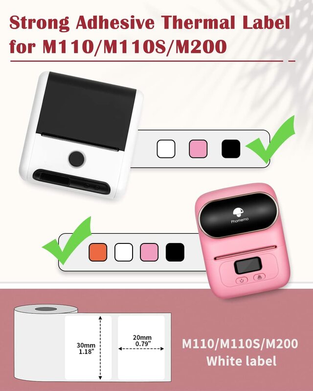 Phomemo-papel autoadhesivo para impresora Phomemo M110 M220, serie rectangular blanca, identificación impermeable