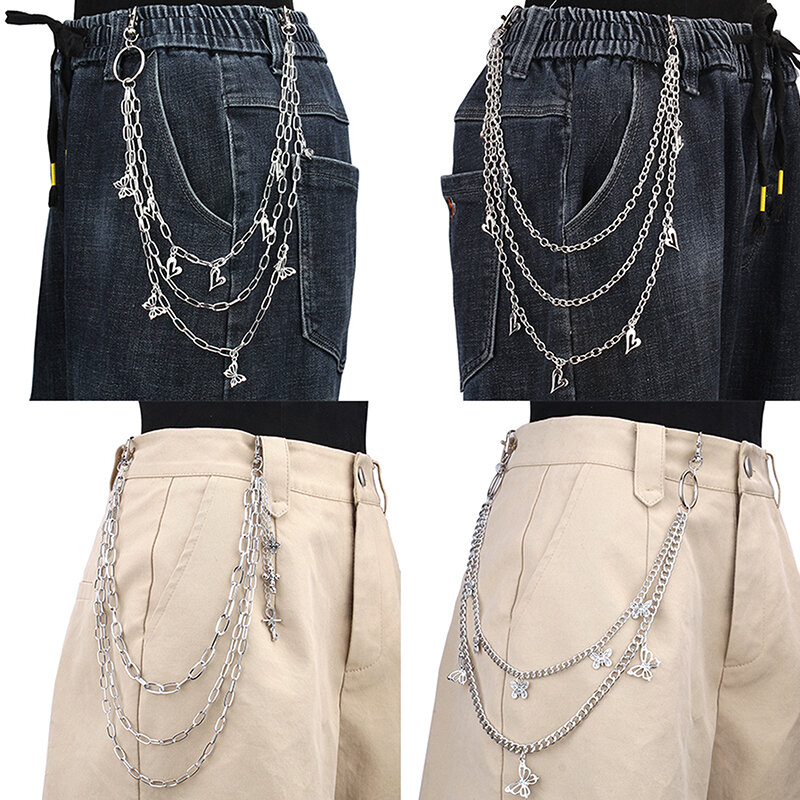 Punk Rock Layered Chain Belts Metal Waist Chain For Men Women Jeans Hip-hop Pants Belt Chains Clothes Accessories