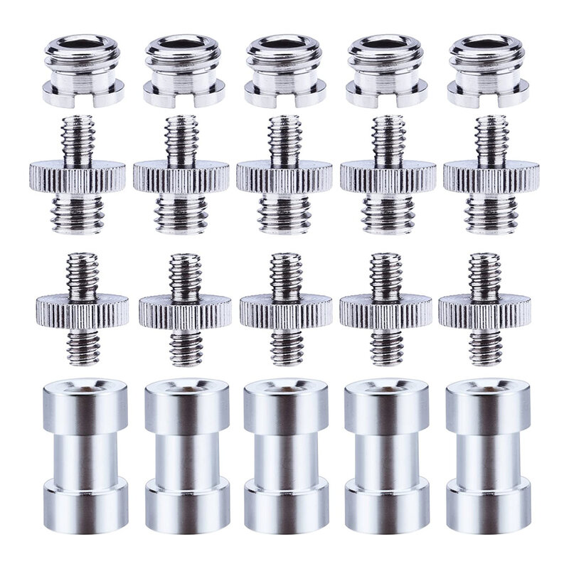 20 Pieces 1/4 Inch and 3/8 Inch Converter Threaded Screws Adapter Mount Set for Camera/ Tripod/ Monopod/ Ballhead