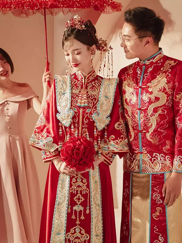 Китайская свадебная одежда династии Мин, свадебное платье ханьфу с древним рисунком: мужские и женские костюмы Тан для пар