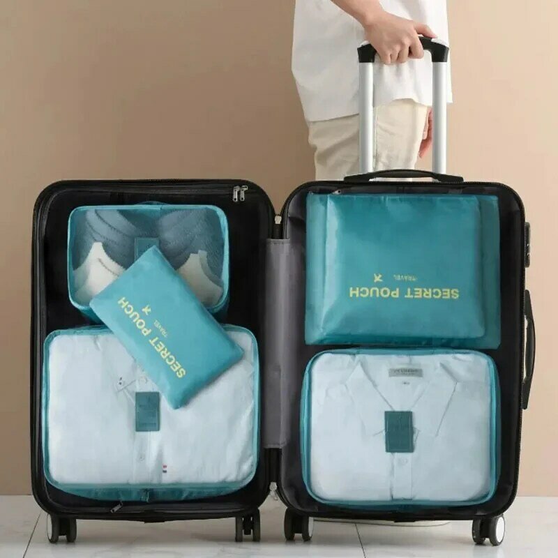 Travel Storage Bag Set para organizar roupas, roupeiros malas, sacos organizadores, embalagem versátil para homens e mulheres, 6 pcs