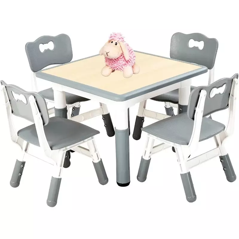 Height Adjustable Toddler Table and Chair Set for Ages 3-8 Children Tables & Sets Kids Table and 4 Chairs Set Children's