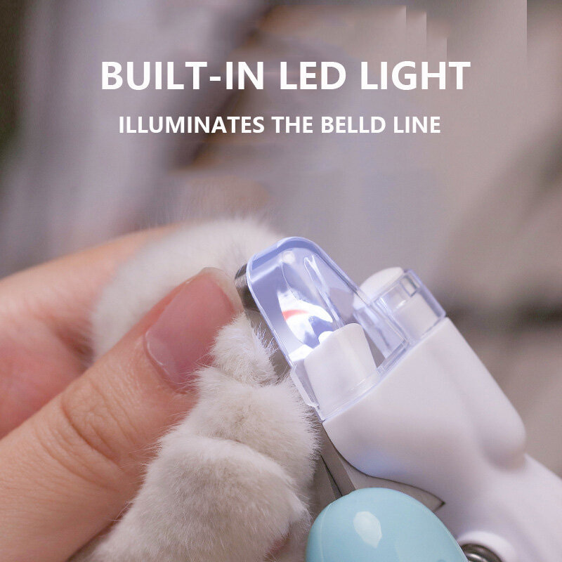 애완 동물 발톱 손질 가위, LED 조명 전문 클리퍼, 반려동물 발톱 트리머, 강아지 고양이 용품