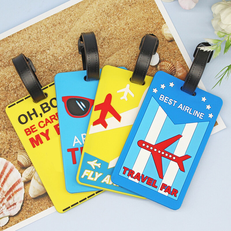Etiqueta de PVC para equipaje, cubierta de tarjeta de envío, etiquetas de nombre, etiqueta de identificación de maleta, etiquetas colgantes de tarjeta de embarque, accesorio de viaje
