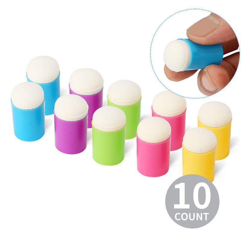 10PCS Craft Finger Sponge Daubers Drawing Project Finger Painting Sponge Set for Card Making, Painting, Stamping, Ink