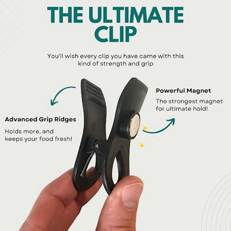 10 Stuks Magnetische Chipclips Zwart Plastic Dichte Afdichting Zakclips Voor Voedselpakketten, Chipzakclip En Keukenopslag