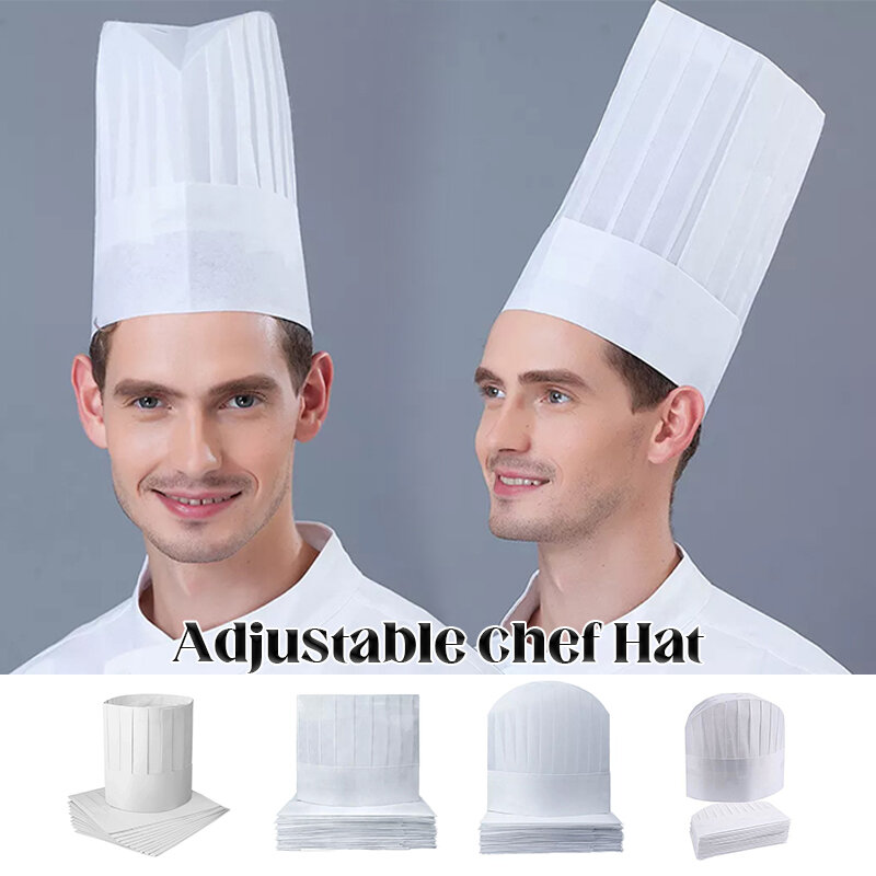 20 szt. Czapek szefa kuchni jednorazowe nietkane oddychające cateringowe kapelusze hotelowe czapki kucharskie kuchenne dla kobiet