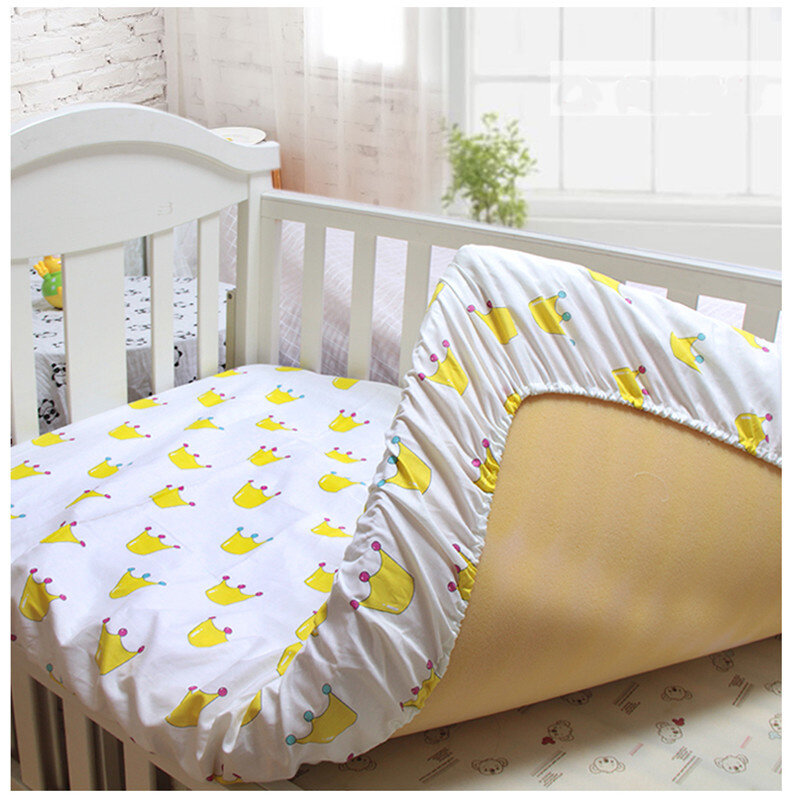 130 см * 70 см хлопковая натяжная простыня для детской кроватки, мягкие детские Натяжные простыни с рисунком для новорожденных