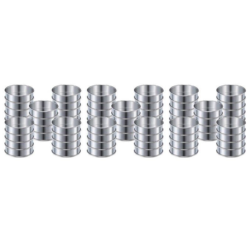 4 Inch Muffin Ring Crumpet Rings, Set Of 60 Stainless Steel Muffin Rings Moulds Double Rolled Tart Rings Round Tart Ring
