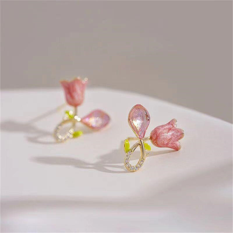 2~8PCS Floret Earrings Enamel Tulip Easy To Use Popular Jewelry Electroplating Process