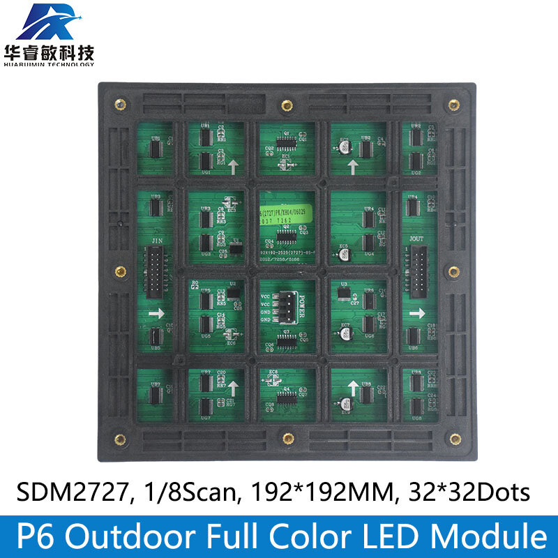 Outdoor P6 LED Sign Display Outdoor Full Color RGB Module Panel SMD2727 192*192mm Advertising Board 1/8Scan 32 x 32pixels